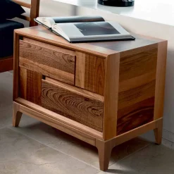 Viadurini Living Kommoden-Kommode mit 2 Schubladen, massives Nussholz, modernes Design, Nino