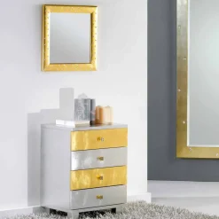 Viadurini Living Kommoden-Kommode Silber im Scandinavian Style mit 4 Schubladen Gold und Silber Etty