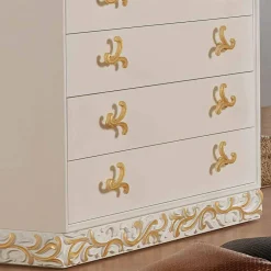 Viadurini Living Kommoden-Kommode weiß mit 4 Schubladen und Deko in gold  Kush