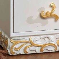 Viadurini Living Kommoden-Kommode weiß mit 4 Schubladen und Deko in gold  Kush