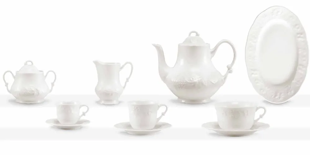 Viadurini Kitchen Tee Set Und Kaffee Set-Kompletter Frühstücksservice 22 Stück aus weißem Porzellan - Gimignano