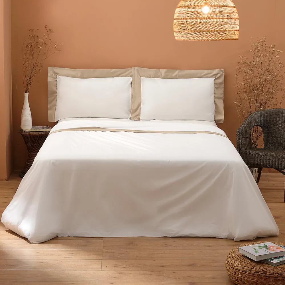 Viadurini Textile Bettlaken-Komplettes Doppelbett aus 100 % Baumwolle und 10 % Baumwollsatin - Detail