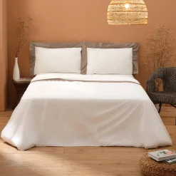 Viadurini Textile Bettlaken-Komplettes Doppelbett aus 100 % Baumwolle und 10 % Baumwollsatin - Detail