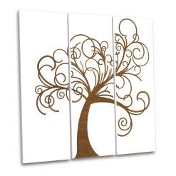 Viadurini Decor Blumen Bilder-Komposition aus 3 Tafeln, die den Baum des Lebens darstellen, hergestellt in Italien – Eliza