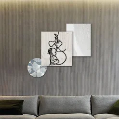 Viadurini Decor Abstrakte Bilder-Komposition aus 3 Tafeln mit Stilisierung der Liebe, hergestellt in Italien – Keina