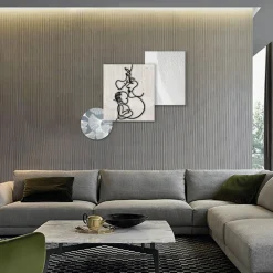 Viadurini Decor Abstrakte Bilder-Komposition aus 3 Tafeln mit Stilisierung der Liebe, hergestellt in Italien – Keina