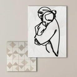 Viadurini Decor Abstrakte Bilder-Komposition aus 2 Tafeln mit Stilisierung einer Umarmung, hergestellt in Italien – Kyoko