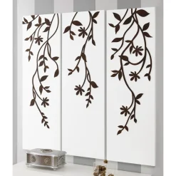 Viadurini Decor Blumen Bilder-Komposition aus 3 Tafeln mit der Darstellung von 3 Zweigen und Blättern, hergestellt in Italien – Barney