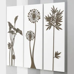 Viadurini Decor Blumen Bilder-Komposition aus 3 Tafeln mit Duschköpfen und Blättern, hergestellt in Italien – Eduardo