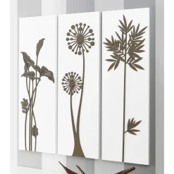 Viadurini Decor Blumen Bilder-Komposition aus 3 Tafeln mit Duschköpfen und Blättern, hergestellt in Italien – Eduardo