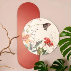 Viadurini Decor Blumen Bilder-Komposition aus Holzgemälden mit Schmetterlings- und Blumendrucken, hergestellt in Italien – Ecuador