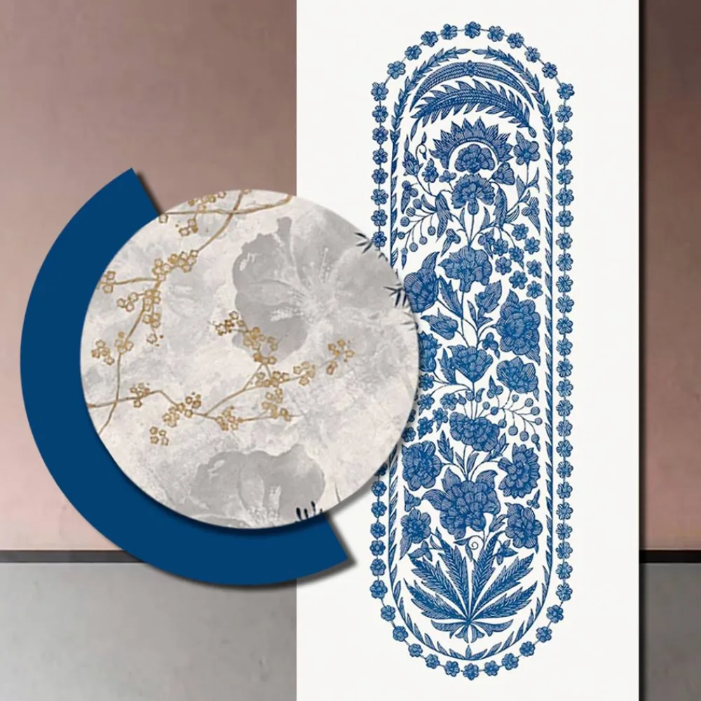 Viadurini Decor Blumen Bilder-Komposition aus Holzgemälden mit abstraktem Druck, hergestellt in Italien – Brasilien