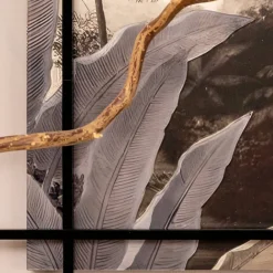 Viadurini Decor Blumen Bilder-Komposition aus Holzgemälden mit Elefantendruck, hergestellt in Italien – Patagonien