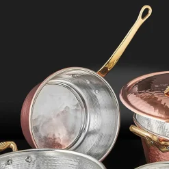 Viadurini Kitchen Kochgeschirr-Konische handverzinnte Kupferpfanne und Griff Made in Italy 19 cm - Mariassunta