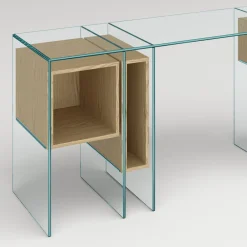 Viadurini Living Konsolentisch Flur-Konsole aus extra klarem Glas und hochwertigem Holz made in Italy - Damiano