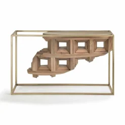 Viadurini Living Konsolentisch Flur-Konsole aus massivem Nussbaumholz und Metall, luxury Design Pardo