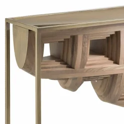 Viadurini Living Konsolentisch Flur-Konsole aus massivem Nussbaumholz und Metall, luxury Design Pardo