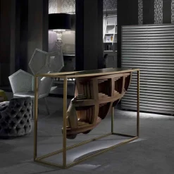 Viadurini Living Konsolentisch Flur-Konsole aus massivem Nussbaumholz und Metall, luxury Design Pardo