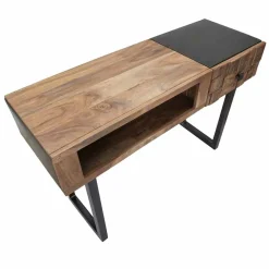 Viadurini Living Konsolentisch Flur-Konsolentisch aus Eisen und Akazienholz mit Design-Schublade - Dena