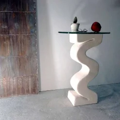 Viadurini Living Konsolentisch Flur-Konsolentisch rund aus Stein und Kristall in modernem Design Babylas