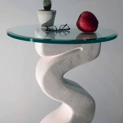 Viadurini Living Konsolentisch Flur-Konsolentisch rund aus Stein und Kristall in modernem Design Babylas