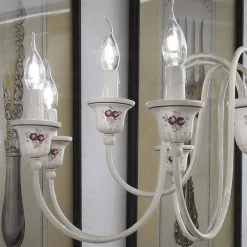 Ferroluce Vintage Kronleuchter-Kronleuchter 12 Lichter Artisan handbemalte Keramik und Messing - Sanremo