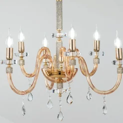 Viadurini Lighting Klassische Kronleuchter-Kronleuchter 6 Lichter Klassisches italienisches Glas Handgefertigt Bernstein - Similo