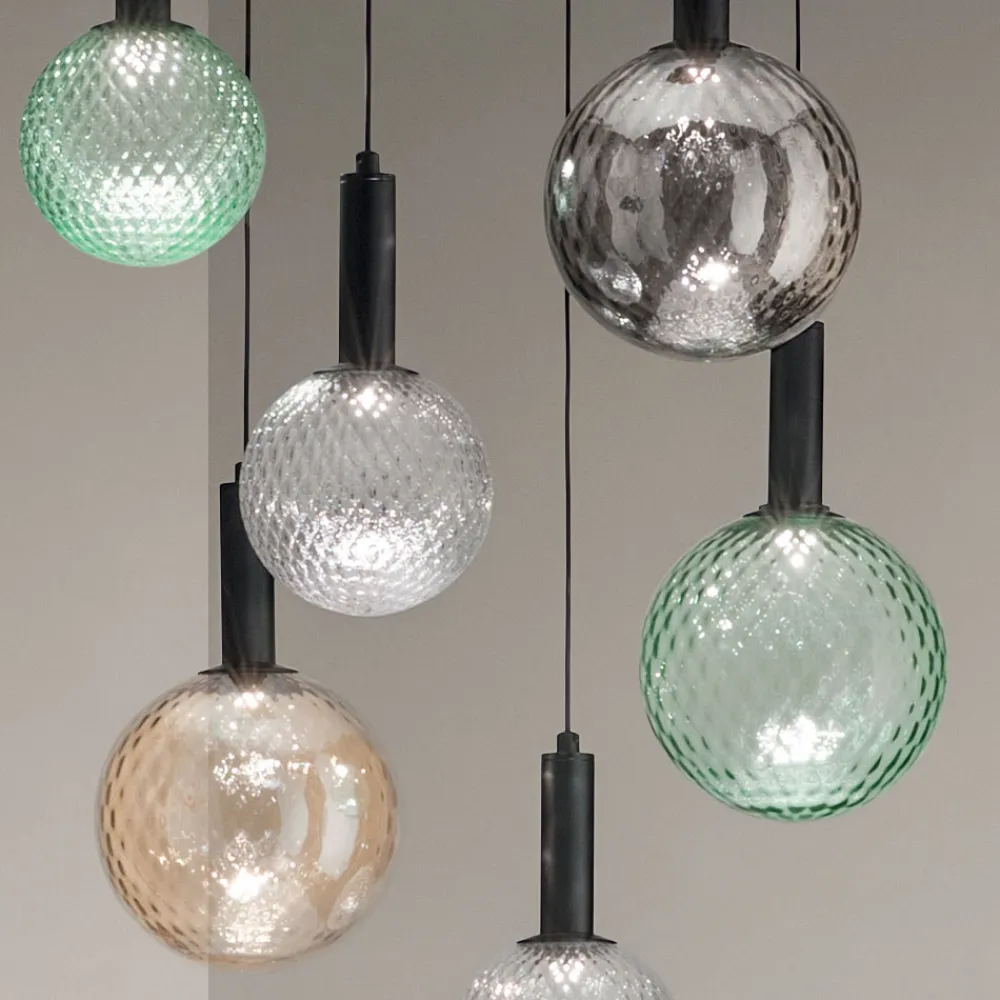 Viadurini Lighting Moderne Kronleuchter-Kronleuchter aus mundgeblasenem Glas, farbig und mit Balloton-Dekoration - Fee