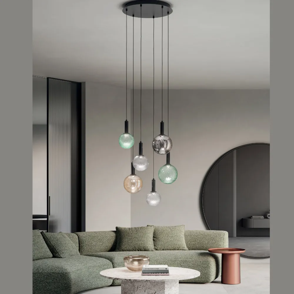 Viadurini Lighting Moderne Kronleuchter-Kronleuchter aus mundgeblasenem Glas, farbig und mit Balloton-Dekoration - Fee