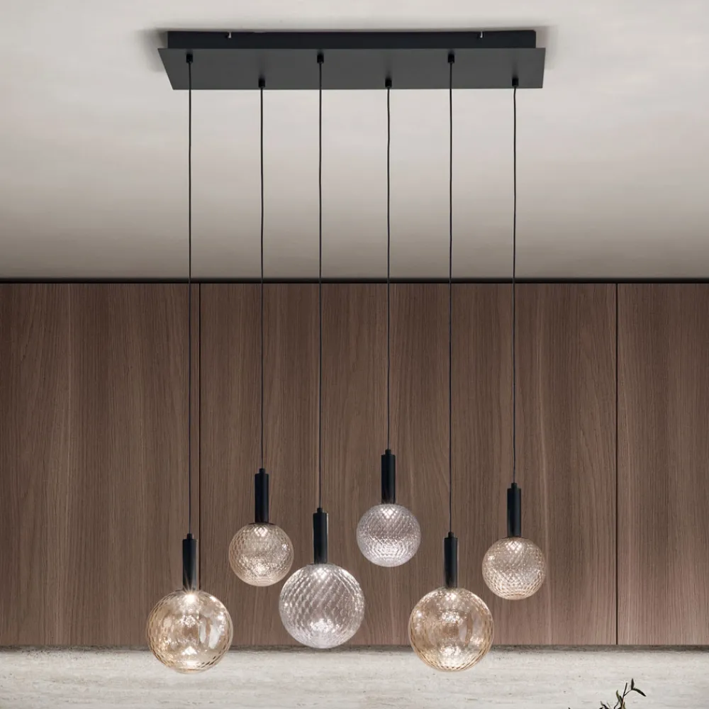 Viadurini Lighting Moderne Kronleuchter-Kronleuchter aus mundgeblasenem Glas mit 6 Lichtern und Balloton-Dekoration - Fee