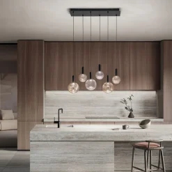 Viadurini Lighting Moderne Kronleuchter-Kronleuchter aus mundgeblasenem Glas mit 6 Lichtern und Balloton-Dekoration - Fee