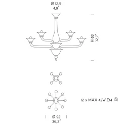 Viadurini Lighting Moderne Kronleuchter-Kronleuchter aus venezianischem Glas 12 Lichter Made in Italy - Ismail