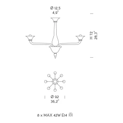 Viadurini Lighting Moderne Kronleuchter-Kronleuchter aus venezianischem Glas 8-flammig Made in Italy - Ismail