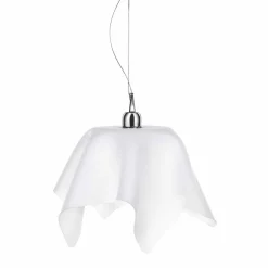 Viadurini Lighting Moderne Pendelleuchten-Kronleuchter aus weißem Satin mit Dafne-Draperie aus Italien