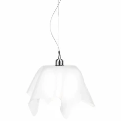 Viadurini Lighting Moderne Pendelleuchten-Kronleuchter aus weißem Satin mit Dafne-Draperie aus Italien
