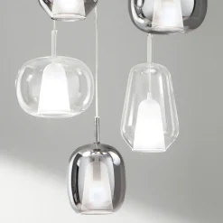 Viadurini Lighting Moderne Kronleuchter-Kronleuchter mit 6 Diffusoren aus geräuchertem und transparentem Glas Made in Italy - Trilly