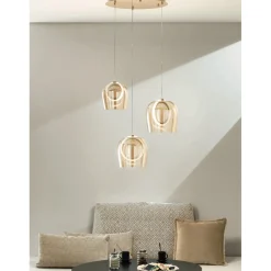 Viadurini Lighting Moderne Kronleuchter-Kronleuchter mit 3 LED-Leuchten aus lackiertem Metall und optionalem Glas – Zeder