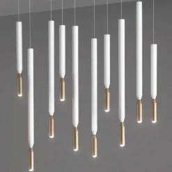 Viadurini Lighting Moderne Kronleuchter-Kronleuchter mit 10 LED-Leuchten aus lackiertem Metall und verstellbaren Kabeln – Lärche