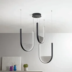 Viadurini Lighting Moderne Kronleuchter-Kronleuchter mit 3 LEDs mit herausnehmbarem Einsatz aus Granulatglas – Catalpa