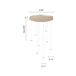 Viadurini Lighting Moderne Kronleuchter-Kronleuchter mit 8 LEDs, optional mit farbigem Glas abgedeckt und Sockel aus Metall – Buche