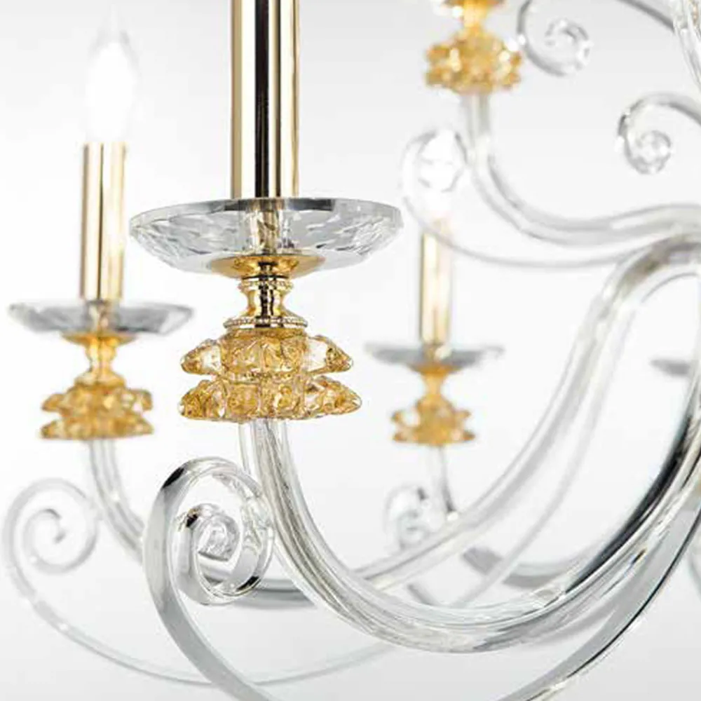 Viadurini Lighting Klassische Kronleuchter-Kronleuchter mit 18 Lichtern aus mundgeblasenem Glas und klassischem Luxuskristall - Cassea