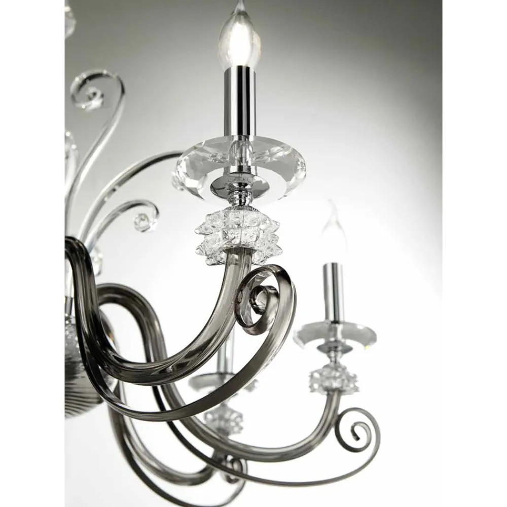 Viadurini Lighting Klassische Kronleuchter-Kronleuchter mit 18 Lichtern aus mundgeblasenem Glas und klassischem Luxuskristall - Cassea