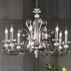 Viadurini Lighting Klassische Kronleuchter-Kronleuchter mit 8 Lichtern aus mundgeblasenem Glas und klassischem Luxuskristall - Cassea