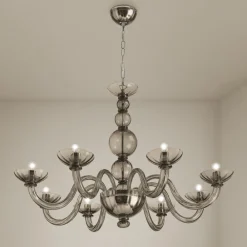 Viadurini Lighting Klassische Kronleuchter-Kronleuchter mit 8 Lichtern aus venezianischem Glas und Metall Made in Italy - Foscarino