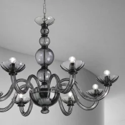 Viadurini Lighting Klassische Kronleuchter-Kronleuchter mit 8 Lichtern aus venezianischem Glas und Metall Made in Italy - Foscarino