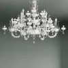 Viadurini Lighting Klassische Kronleuchter-Kronleuchter mit 27 Lichtern aus weißem Venedig Glas, handgefertigt in Italien - Regina
