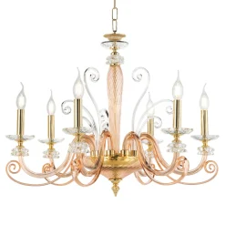 Viadurini Lighting Klassische Kronleuchter-Kronleuchter mit 6 Lichtern aus mundgeblasenem Glas und klassischem Luxuskristall - Cassea