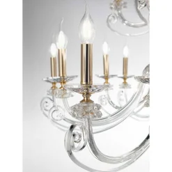 Viadurini Lighting Klassische Kronleuchter-Kronleuchter mit 6 Lichtern aus mundgeblasenem Glas und klassischem Luxuskristall - Cassea