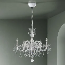 Viadurini Lighting Klassische Kronleuchter-Kronleuchter mit 5 Lichtern aus venezianischem Glas und Metall im klassischen Florentiner Stil