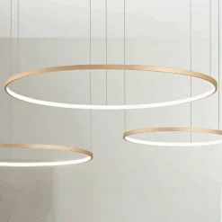 Viadurini Lighting Moderne Kronleuchter-Kronleuchter mit 2 oder 3 horizontalen runden LED-Leuchten aus lackiertem Metall – Maulbeere